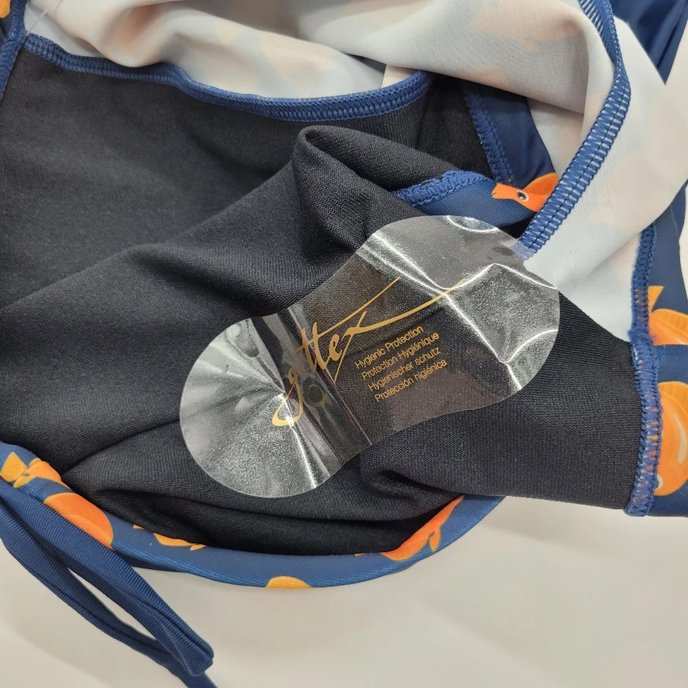 Gottex Kids Swin Set Navy Orange Fish Short Sleeve Shorts Boys Size 5 NEW